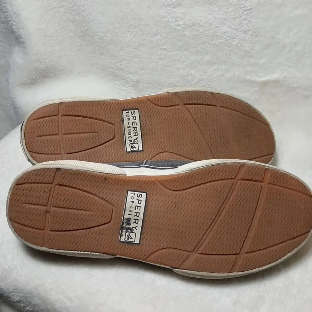 Sperry Top Sider Mens Boat Shoes Slip On Casual Grey/Blue Canvas 0777914 Sz 7